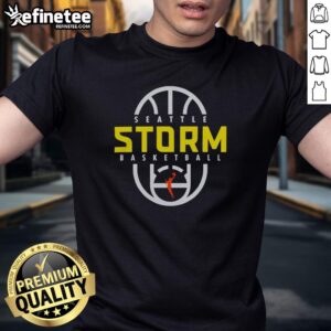 Awesome Seattle Storm Basketball 2026 On-Court Authentic Practice Logo T-Shirt featuring vibrant team colors and logo design.
