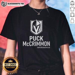Nice Puck McCrimmon Vegas Golden Knights logo on a stylish ladies tee, perfect for fans of the NHL team.