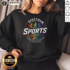 Good Spectrum Sports League sweatshirt promoting inclusivity for different abilities in sports and teamwork.