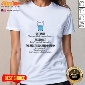 Funny Half Full Logic Ladies Tee featuring a humorous graphic about optimism and perspective on a stylish shirt.