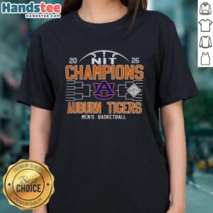 Original Auburn Tigers Men's Basketball NIT 2026 Champions ladies tee featuring team colors and logo design.
