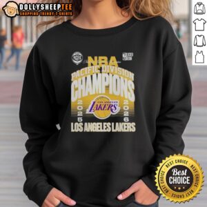 2026 NBA Pacific Division Champions sweatshirt featuring Los Angeles Lakers logo and stylish design