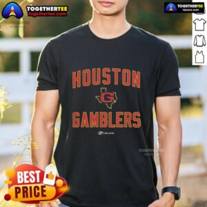 Nice Houston Gamblers Team Home T-Shirt featuring vibrant colors and logo, perfect for fans and game day attire.