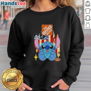 Alt Text: Nice Stitch USA Flag Sweatshirt inspired by Home Depot, showcasing a stylish design with vibrant colors and cozy fabric.