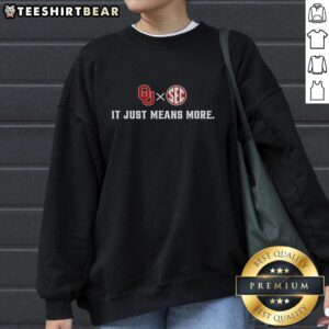 Alt Text: Premium Jason Witten Oklahoma Sooners It Just Means More sweatshirt in red, showcasing team pride and style.