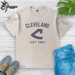 Alt Text: Premium Cleveland Guardians Cooperstown Duster Washed T-Shirt featuring a vintage design and soft fabric for comfort.