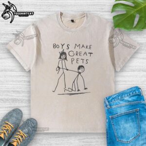 Original boy-like dog meme on a washed t-shirt, showcasing why boys make great pets with playful design.