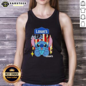 Alt Text: Cute stitch-like Lowes USA flag tank top featuring a vibrant design, perfect for summer and patriotic celebrations.