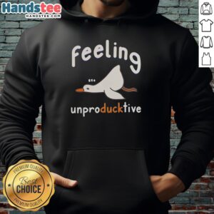 Alt Text: Funny hoodie featuring an original sleeping duck, humorously expressing a feeling of unproductiveness.