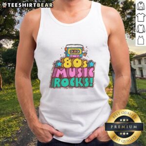 Funny 80s Music Rocks tank top featuring a colorful retro design, perfect for nostalgic music lovers and fashion enthusiasts.