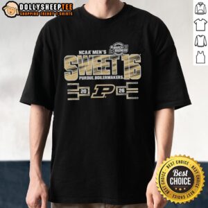 Alt Text: Top Purdue Boilermakers Sweet 16 2026 Men's March Madness T-Shirt featuring team colors and logo design.
