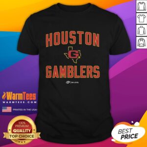 Awesome Houston Gamblers Team Home T-Shirt featuring vibrant team colors and logo, perfect for loyal fans.