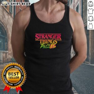 Awesome Stranger Things Tales From 1985 tank top featuring retro graphics and vibrant colors, perfect for fans.