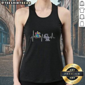 Top Colorado Rockies Autism Puzzle Heartbeat Tank Top featuring a vibrant design, perfect for raising awareness and support.