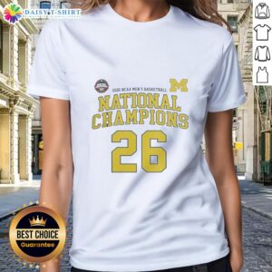 Alt Text: Michigan NCAA Division I Men's Basketball 26 National Champions Ladies Tee, perfect for fans celebrating their team.