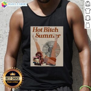 Vintage poster tank top featuring 'Hot Bitch Summer' design, perfect for summer fashion and trendy outfits.