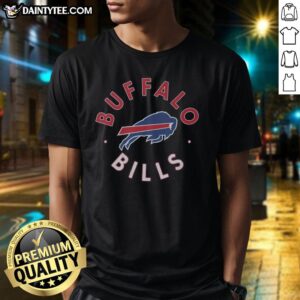 Alt Text: Hot Buffalo Bills Circle T-Shirt featuring bold team colors and logo, perfect for fans to showcase their team spirit.