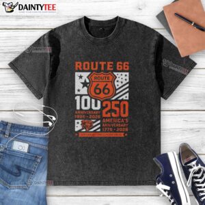 Nice Chicago Bears Route 66 Centennial 100th Anniversary 1926-2026 washed t-shirt celebrating America's 250th anniversary.