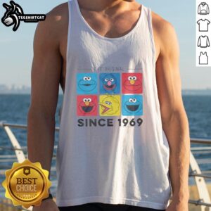 Alt Text: Nice Sesame Street The Original Characters Since 1969 Tank Top featuring beloved characters in vibrant colors.
