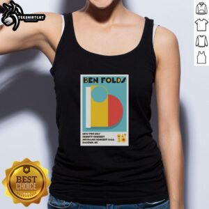 Alt Text: Official Ben Folds Raleigh NC May 30, 2026 event poster on a tank top, featuring vibrant colors and concert details.