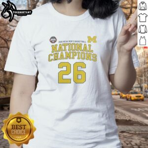 Premium NCAA Division I Men's Basketball Michigan 26 National Champions ladies tee showcasing team pride and style.