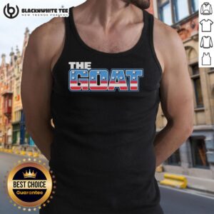 Top The Goat American Flag Pattern Tank Top featuring a patriotic design, perfect for summer and July 4th celebrations.
