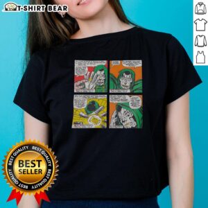 Alt Text: Good Doctor Doom Special Herbs album comic ladies tee featuring vibrant graphics and stylish design for fans.