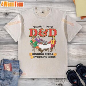 Funny Yeah I Love DD Drinking Beers Devouring Dogs T-shirt design featuring a humorous graphic and vibrant colors.