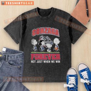 Pretty Peanuts characters with Gonzaga Bulldogs logo on a 'NBA Forever' t-shirt, celebrating fandom beyond winning.