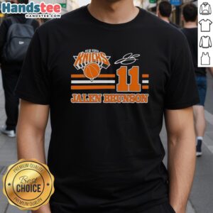 Awesome Jalen Brunson New York Knicks signature name and number T-shirt featuring bold graphics and comfortable fit.