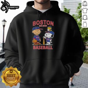 Alt Text: Awesome Charlie Brown and Snoopy Boston Red Sox basketball hoodie, established 1901, perfect for fans and casual wear.