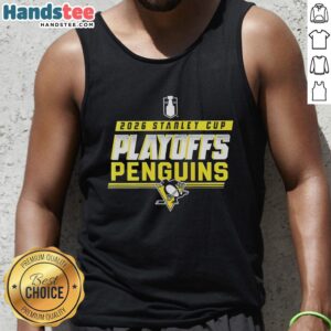 Premium Pittsburgh Penguins NHL 2026 Stanley Cup Playoffs tank top featuring team logo and vibrant design.