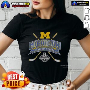 Alt Text: Top Michigan Wolverines 2026 NCAA Division I Men's Ice Hockey regional ladies tee showcasing team spirit and style.