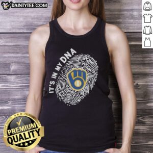 Original Milwaukee Brewers In My DNA logo tank top showcasing team spirit and style for fans.