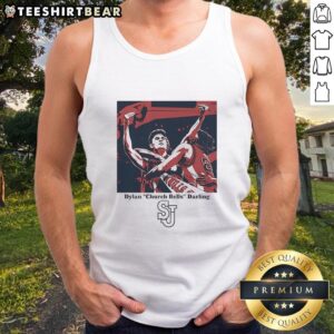 Good Dylan Church Bells Darling St. John's red storm men's basketball tank top showcasing vibrant team colors and design.