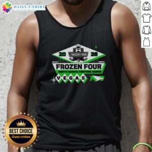 Alt Text: Top North Dakota Fighting Hawks men's hockey 2026 NCAA Frozen Four Vegas logo tank top design.