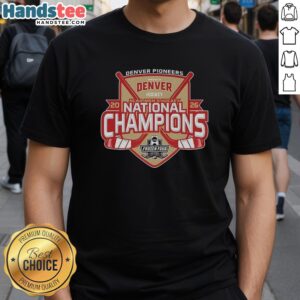 Alt Text: Premium Denver Pioneers 2026 NCAA Ice Hockey National Champions T-Shirt featuring team logo and vibrant colors.