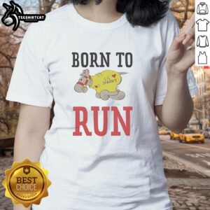 Nice Lil Sparky Donkey Born To Run Ladies Tee featuring a playful donkey graphic, perfect for animal lovers and casual wear.