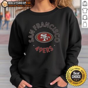 Official San Francisco 49ers Circle Sweatshirt in red with logo, perfect for fans and casual wear.