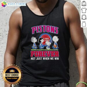 Hot Peanuts Characters tank top featuring Detroit Pistons Forever slogan, perfect for fans celebrating every game.