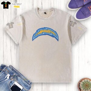 Premium Los Angeles Chargers Rivet Logo Washed T-Shirt showcasing a vibrant team logo on a stylish, comfortable tee.