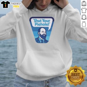 Official Shut Your Piehole Hoodie in black, featuring bold white lettering, perfect for casual wear and statement style.