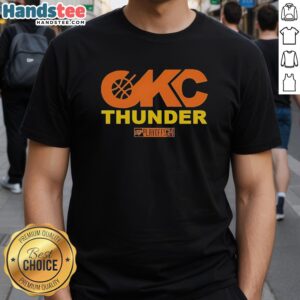 Hot Oklahoma City Thunder NBA Playoffs 2024 T-Shirt featuring bold team graphics and vibrant colors for fans.