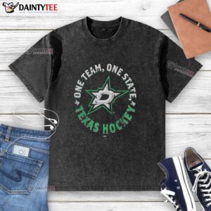 Top Dallas Stars One Team One State Texas hockey washed t-shirt for 2026 Stanley Cup Playoffs.
