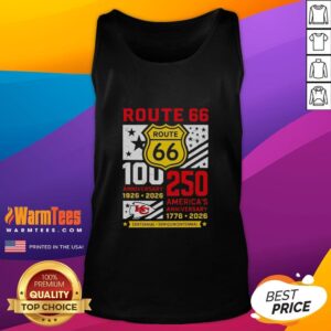 Awesome Kansas City Chiefs Route 66 Centennial 100th Anniversary tank top, celebrating 250 years of America, 1926-2026.