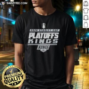 Awesome Los Angeles Kings Stanley Cup Playoffs 2026 T-Shirt featuring team colors and logo, perfect for fans.