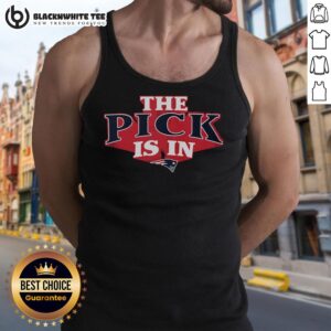 Top New England Patriots pick is in tank top featuring team colors and logo, showcasing fan spirit and style.