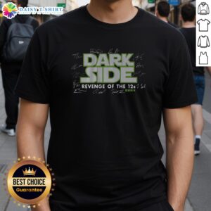 Alt Text: Top Seattle Football Dark Side Champs T-Shirt featuring bold graphics and team colors, perfect for fans.