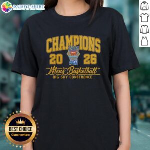 Alt Text: Idaho Vandals 2026 Men's Basketball Big Sky Conference Champions Ladies Tee showcasing team pride and style.