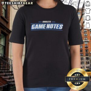 Alt Text: Top Chiclets Game Notes Ladies Tee featuring stylish initials design, perfect for fans and casual wear.